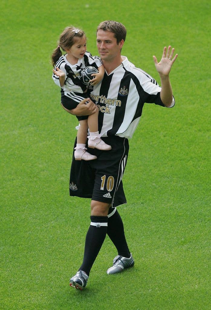 Gemma, pictured her age two with her footballer father Michael, says her horse racing challenge has brought them closer.