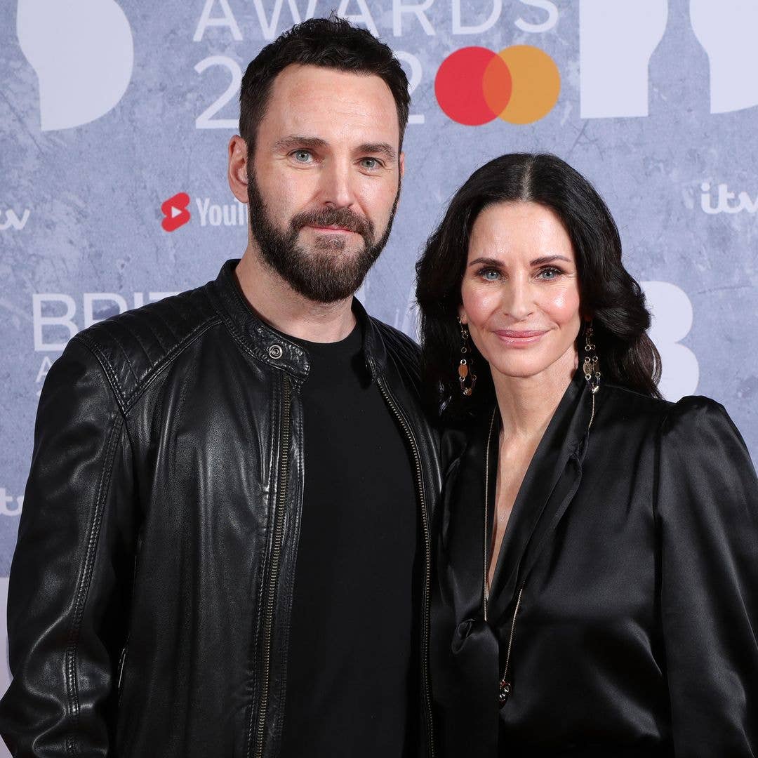 Johnny McDaid and Courteney Cox attend The BRIT Awards 2022 at The O2 Arena on February 08, 2022 in London, England.