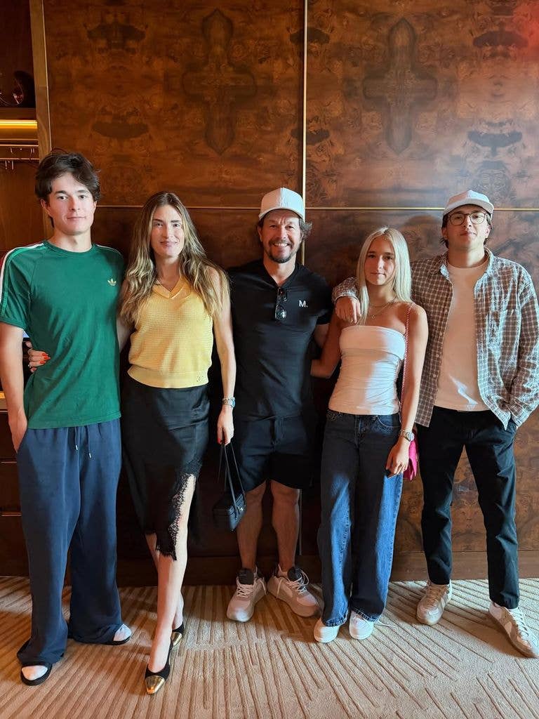 Photo shared by Rhea Durham with Mark Wahlberg and three of their kids in honor of Father's Day 2026