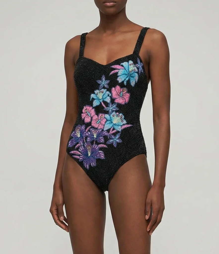 Midnight Bloom Swimsuit Black

