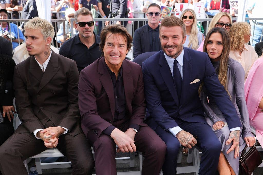 Romeo Beckham with Tom Cruise and his parents David Beckham,and Victoria Beckham