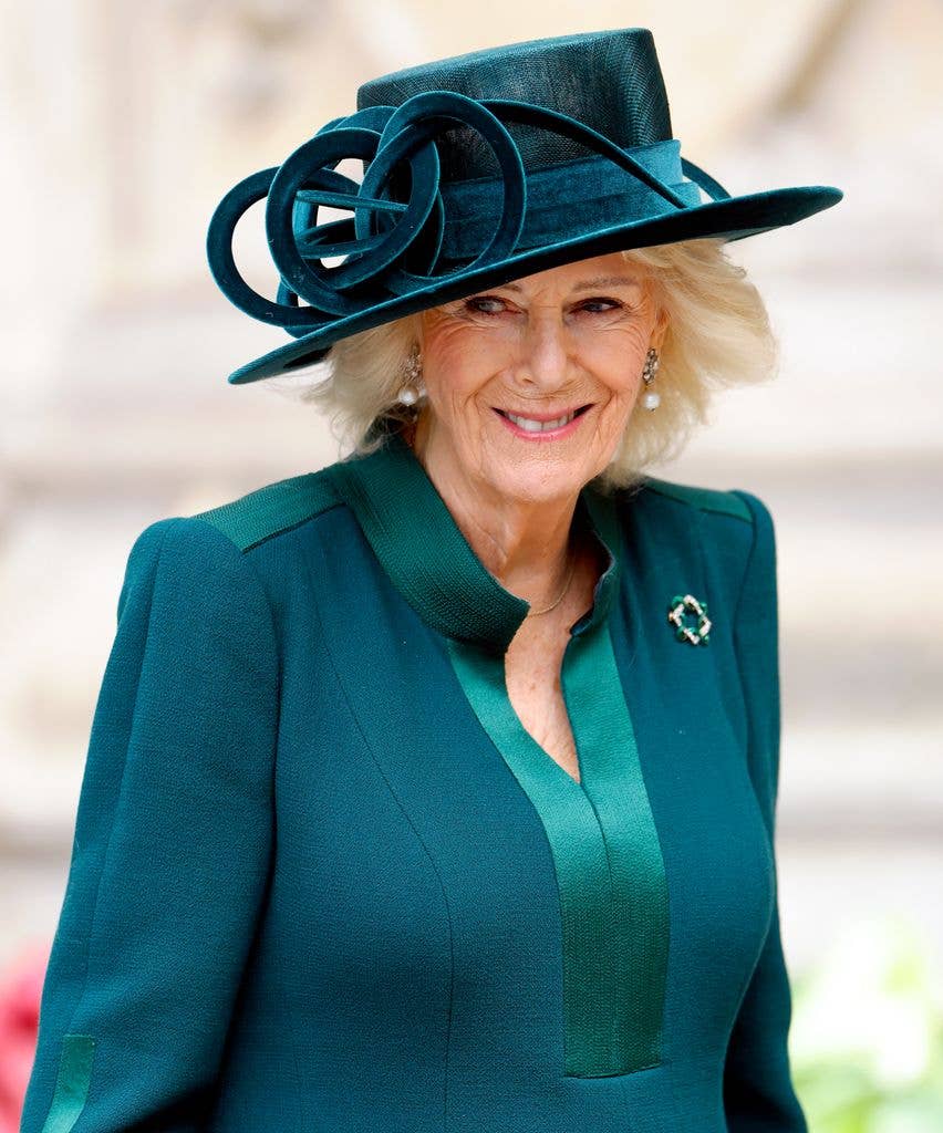 Queen Camilla attends The National Harvest Festival Service at Westminster Abbey last October (Photo by Max Mumby/Indigo/Getty Images)