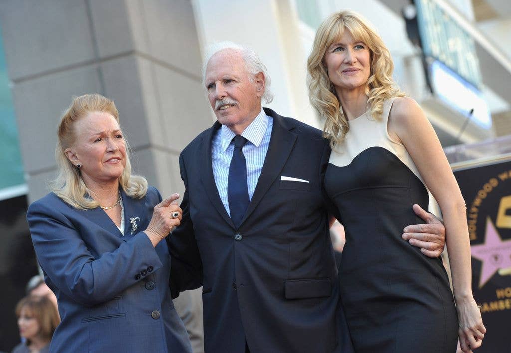 Diane Ladd, Bruce Dern, and their daughter Laura Dern attend the Walk of Fame star ceremony for Bruce Dern.
