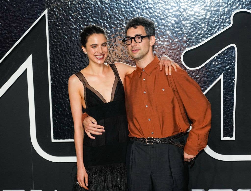 Jack Antonoff and Margaret Qualley attends the 2024 MTV Video Music Awards at the UBS area on September 11, 2024 in Elmont, New York.