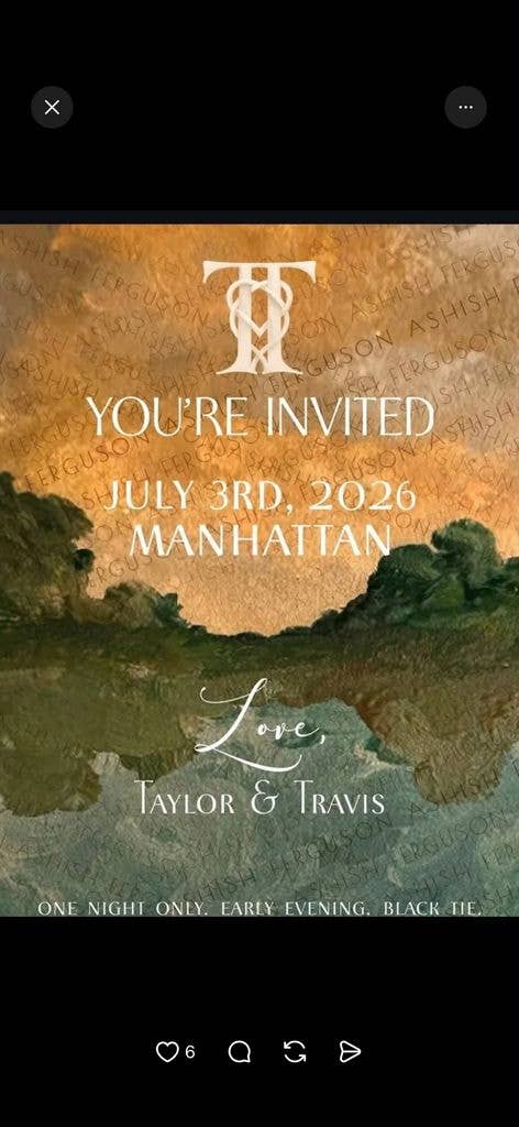 Taylor Swift and Travis Kelce's wedding invite was leaked on social media