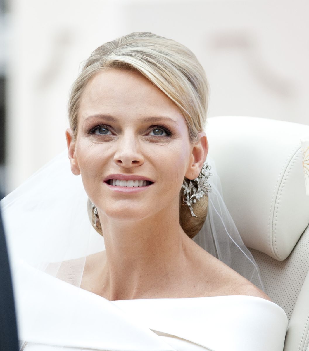 Princess Charlene of Monaco during the religious ceremony of the Wedding of Prince Albert II of Monaco