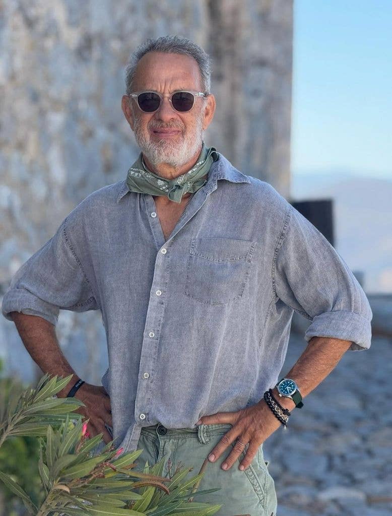 Tom Hanks poses for a photo on vacation with Rita Wilson, shared on Instagram