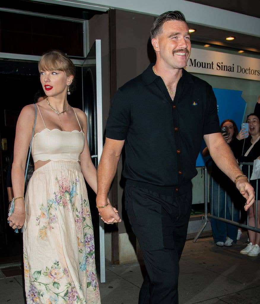 Taylor Swift and Travis Kelce are seen leaving Karen Elson Wedding on September 7, 2024 in New York, New York. (Photo by MEGA/GC Images)