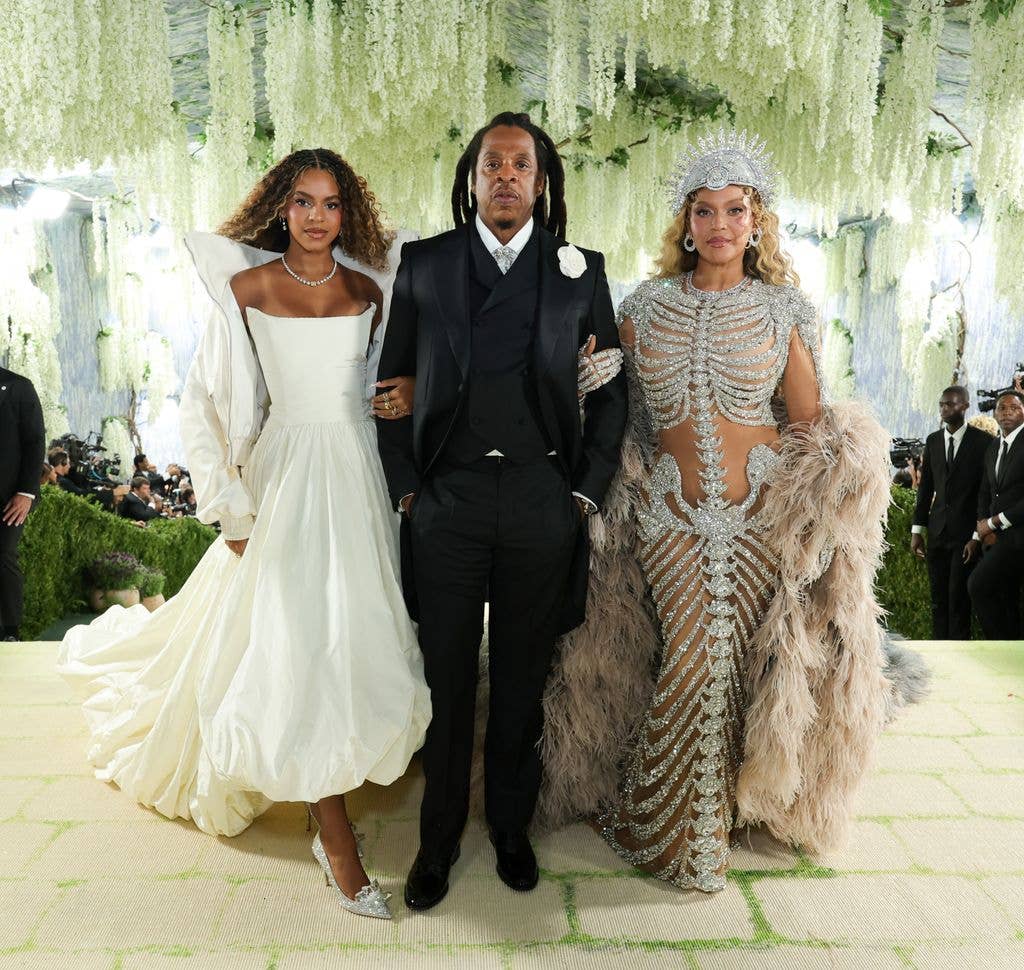  Blue Ivy Carter, Jay-Z, and BeyoncÃ© attend the 2026 Met Gala celebrating "Costume Art" at the Metropolitan Museum of Art on May 04, 2026 in New York City.