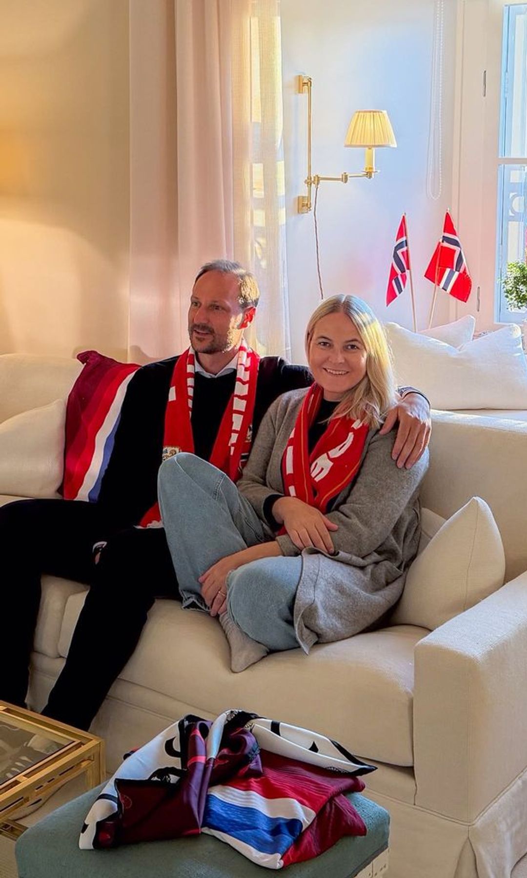 Crown Prince Haakon and Crown Princess Mette-Marit supporting the Norwegian national team at the 2026 World Cup