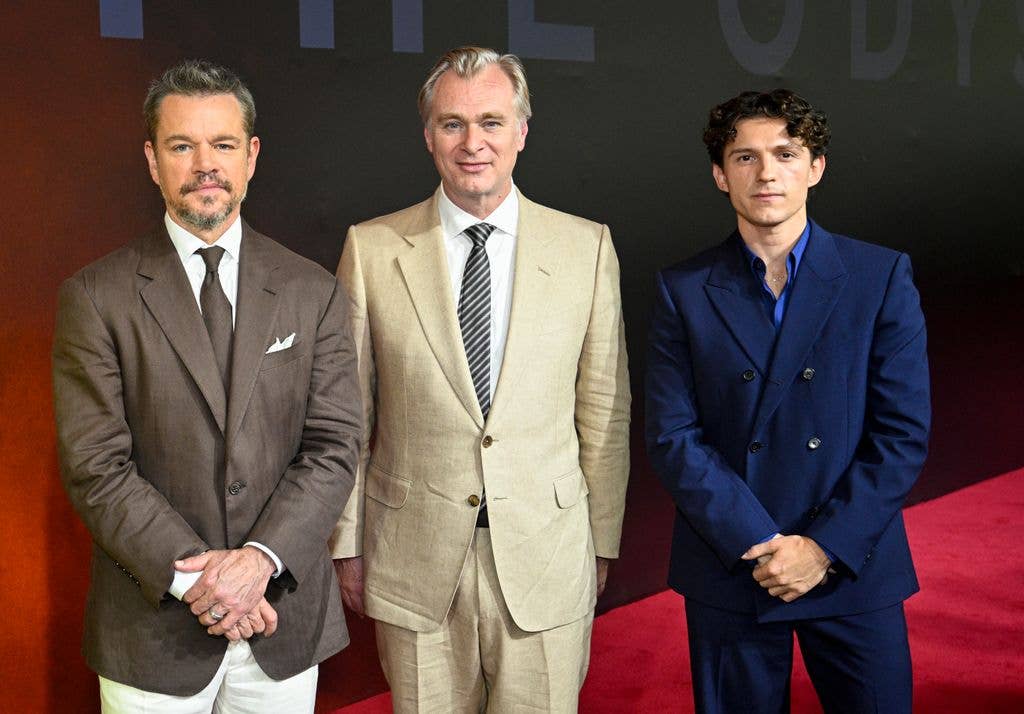 Matt Damon, Christopher Nolan and Tom Holland attend Universal Pictures THE ODYSSEY Premiere on July 11, 2026 in Mumbai, India