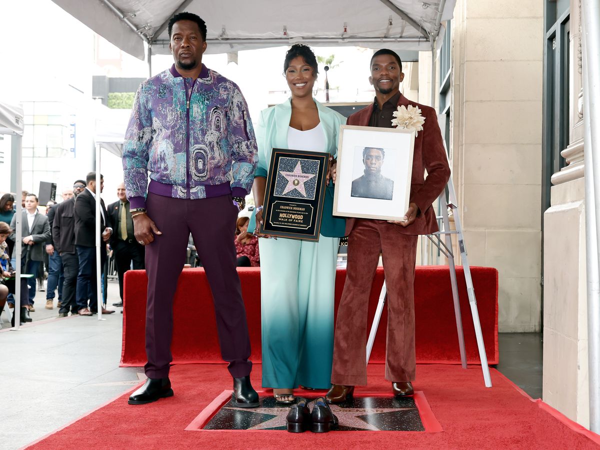 Derrick Boseman, Taylor Simone Ledward, and Kevin Boseman were together in honor of Chadwick's Posthumous Star on the Hollywood Walk of Fame on November 20, 2025