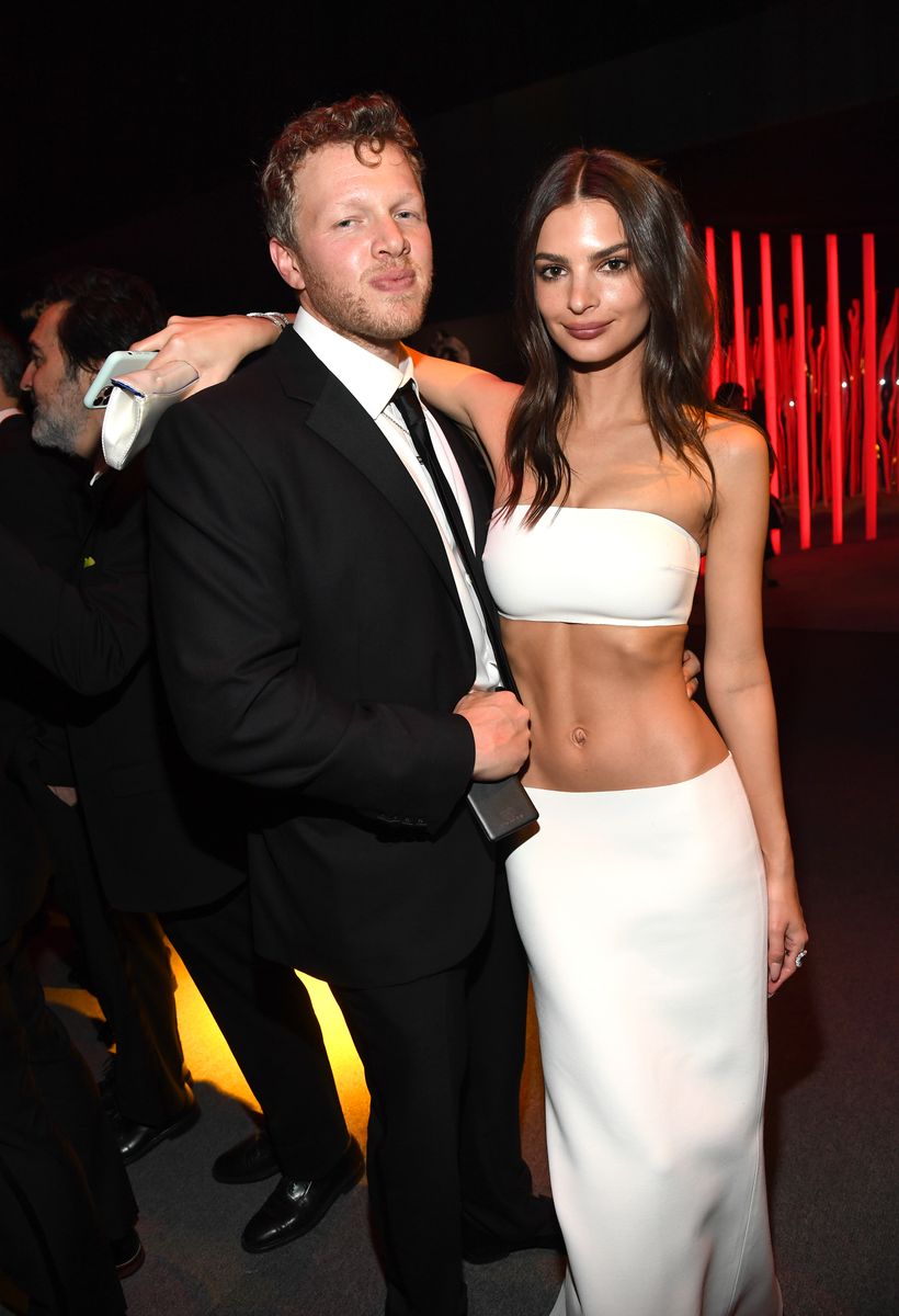 Sebastian Bear-McClard and Emily Ratajkowski at the 2020 Vanity Fair Oscar Party hosted by Radhika Jones