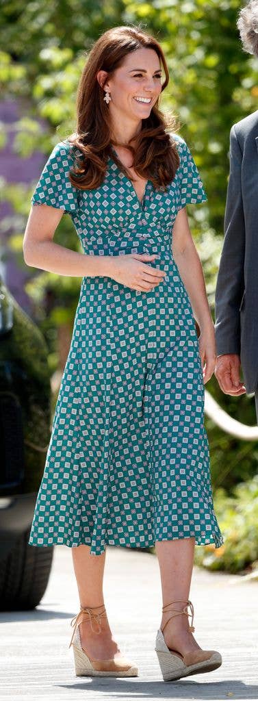 Kate in printed green midi dress