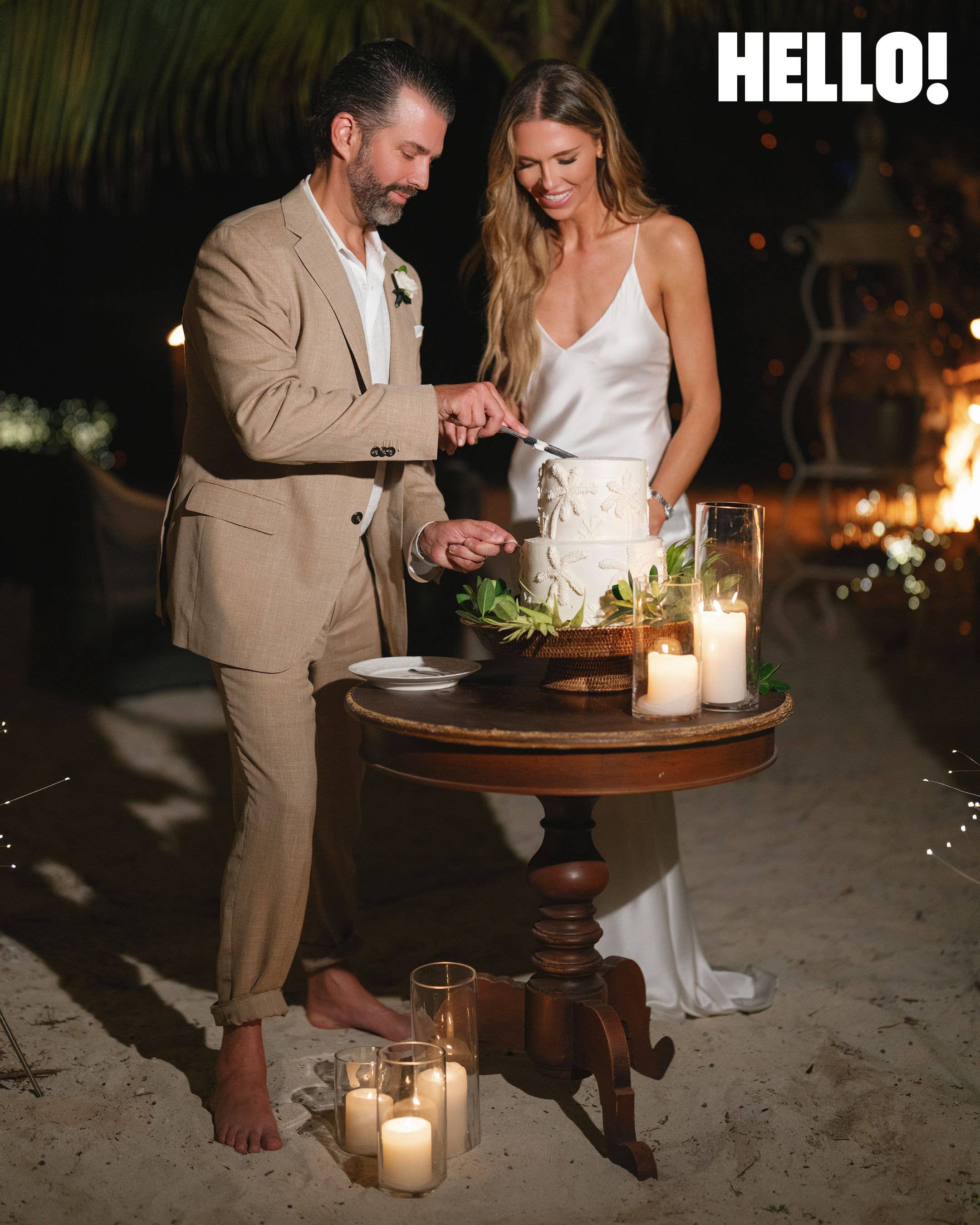 The newlyweds cut a vanilla cake from Sweet Stacy's Palm Beach on the first night