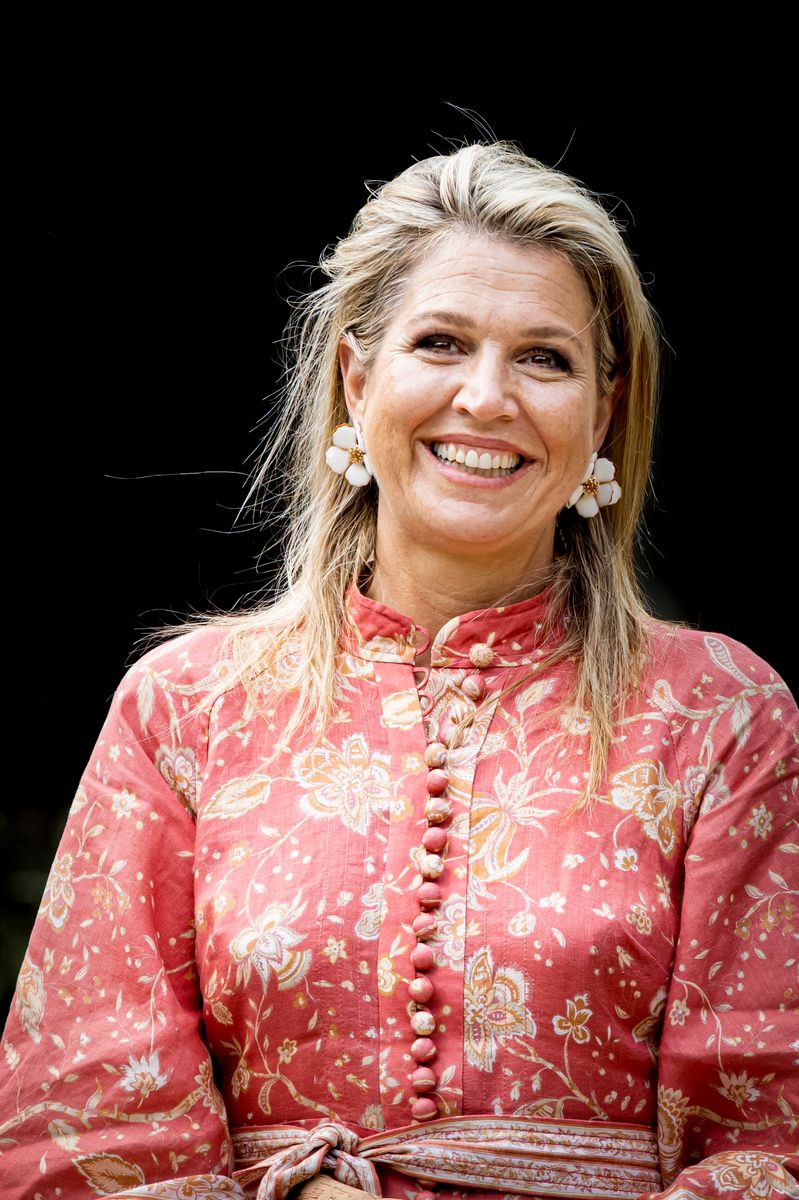Queen Máxima first wore these enamel floral earrings in 2021 before bringing them back for several milestone royal appearances.