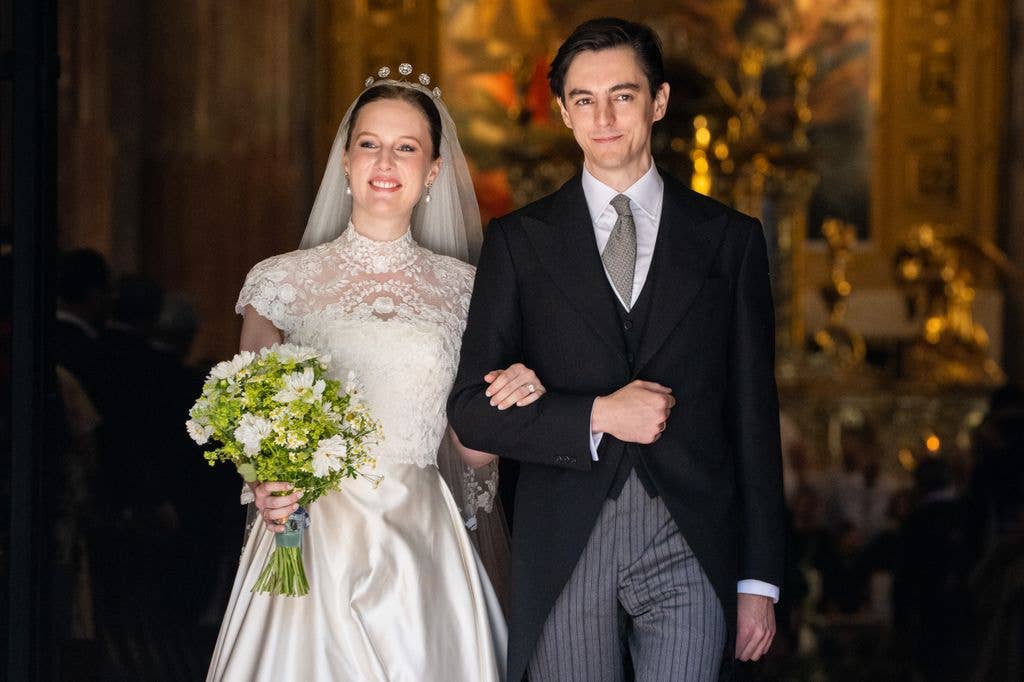 Isabel of Habsburg-Lorraine leaving wedding with Carlos Gaytán de Ayala