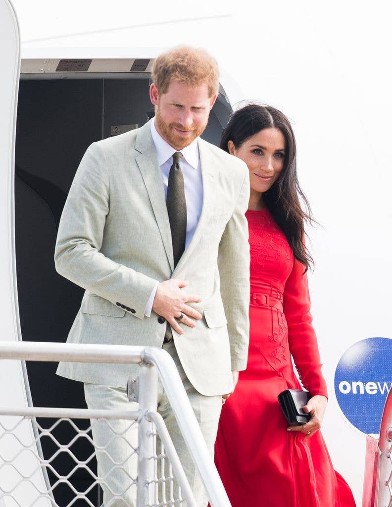 Prince Harry and Meghan Markle arrive at Nuku'alofa airport