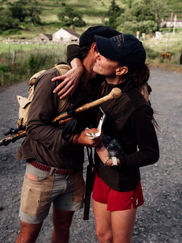 James Middleton embraces his sister Kate Middleton after she completes the National Three Peaks Challenge