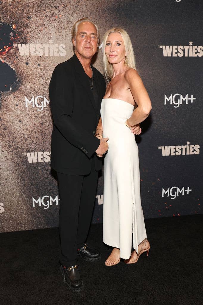 Titus Welliver and Samantha Edge attend "The Westies" New York Premiere at SVA Theater on July 08, 2026 in New York City. (Photo by Dia Dipasupil/WireImage)