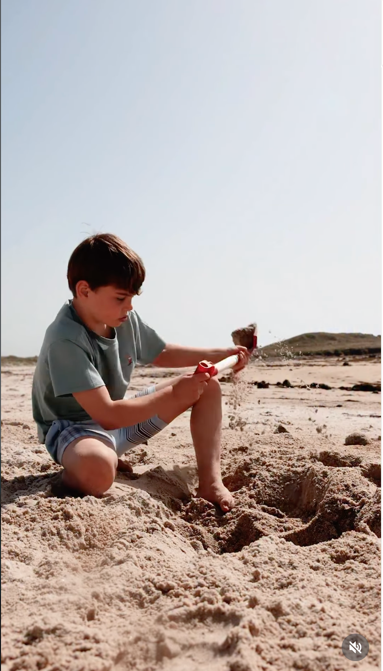 King of the sandcastle, Prince Louis, in Cornwall earlier this month