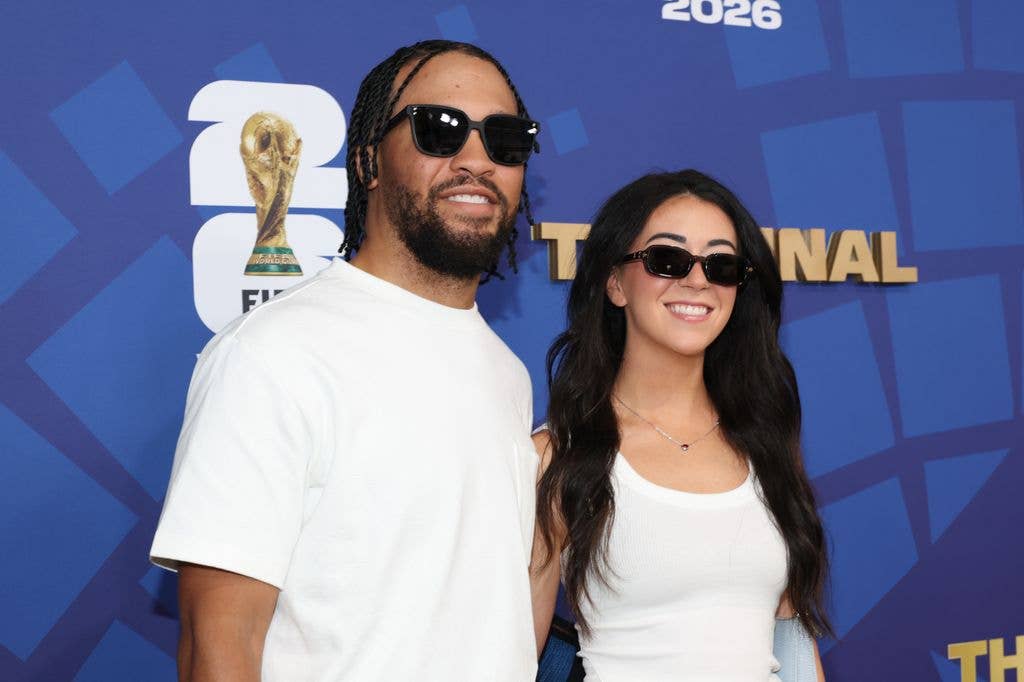 Jalen Brunson and Ali Marks Brunson attend the FIFA Gold Carpet before the FIFA World Cup 2026 Final match between Spain and Argentina at New York New Jersey Stadium on July 19, 2026 in East Rutherford, New Jersey.