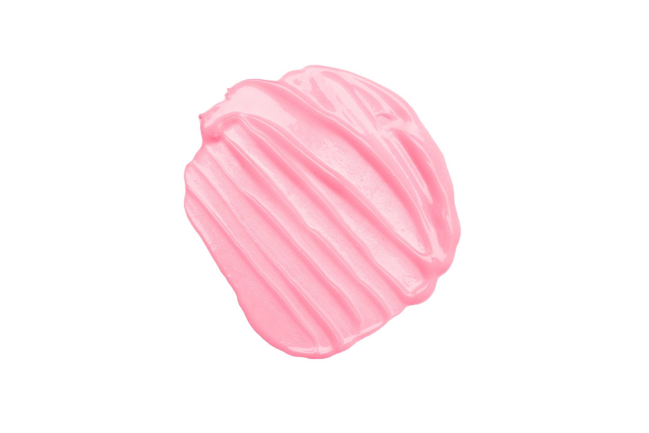 Texture Stroke pastel pink cream gel cosmetic smudge on white background, lipstick or blush or eye shadow or nail polish smudge trendy color
