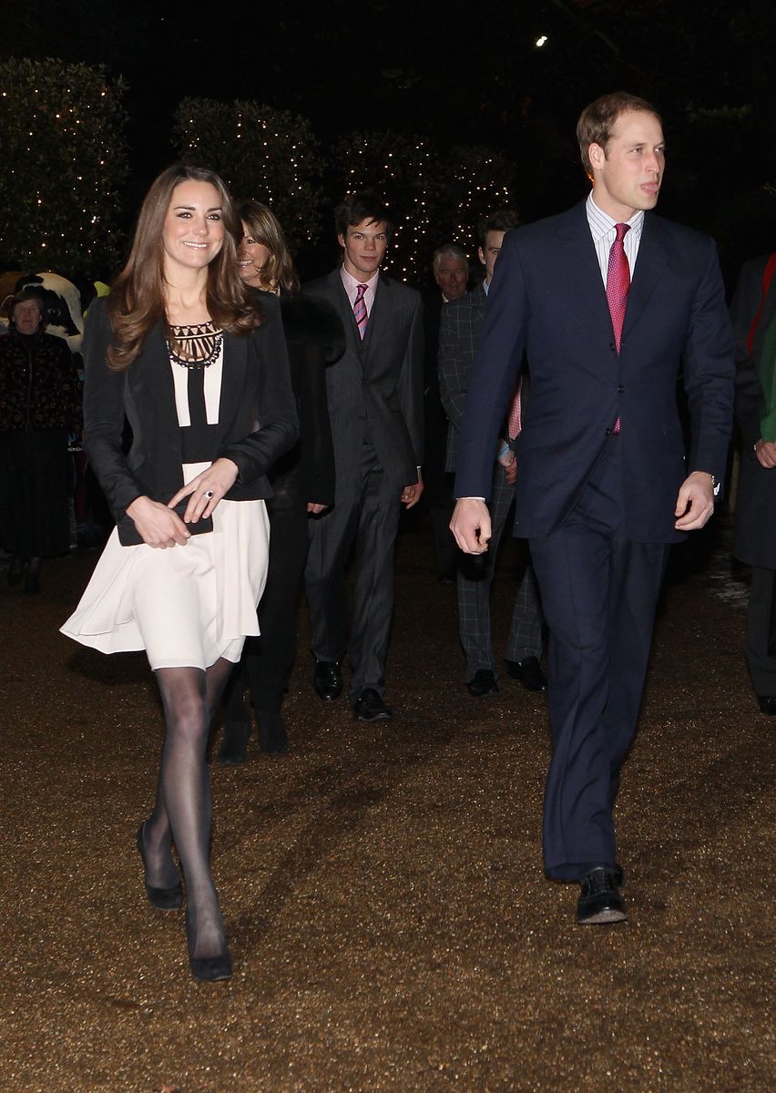 Kate Middleton wore the Temperley London "Titan" dress for her first official public appearance after announcing her engagement to Prince William in December 2010.