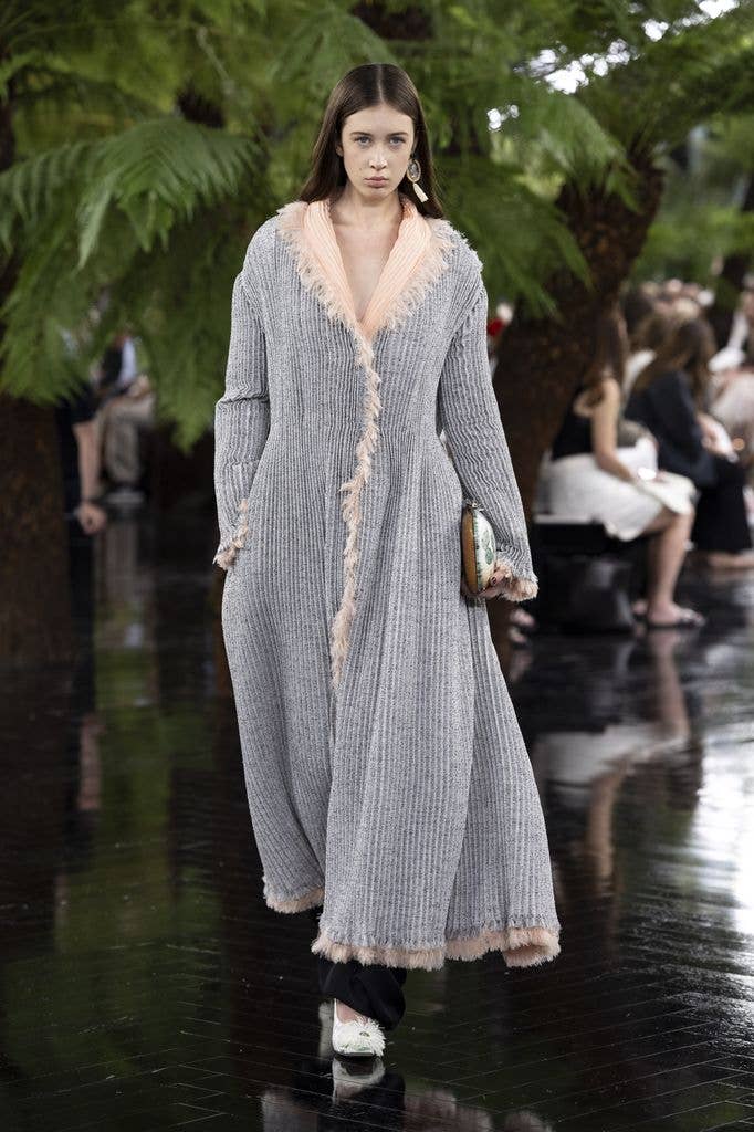 A model walks the runway during the Christian Dior Haute Couture Fall/Winter 2026-2027 fashion show as part of Paris Fashion Week on July 06, 2025 in Paris, France.