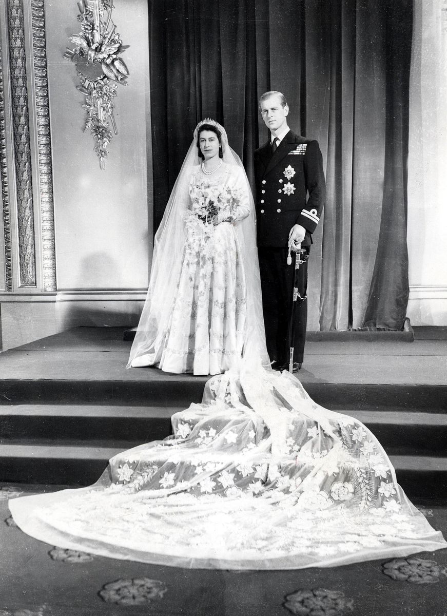 Queen Elizabeth II chose the Queen Mary Fringe Tiara for her wedding to Prince Philip in 1947, beginning a bridal tradition that would span generations.