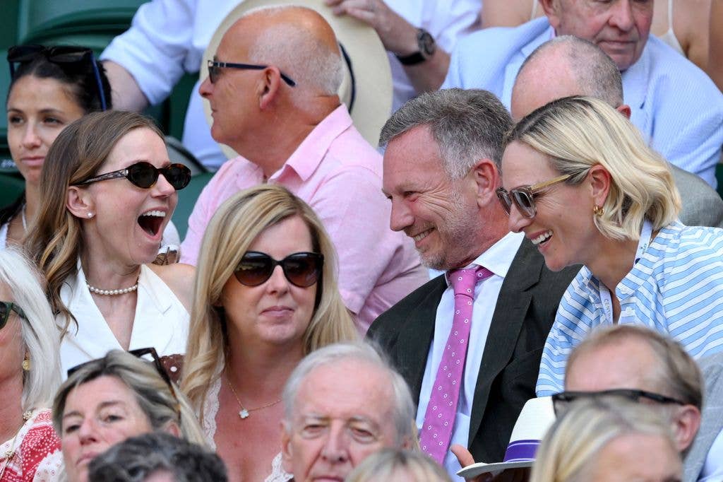A photo of Geri Horner, Christian Horner and Zara Tindall