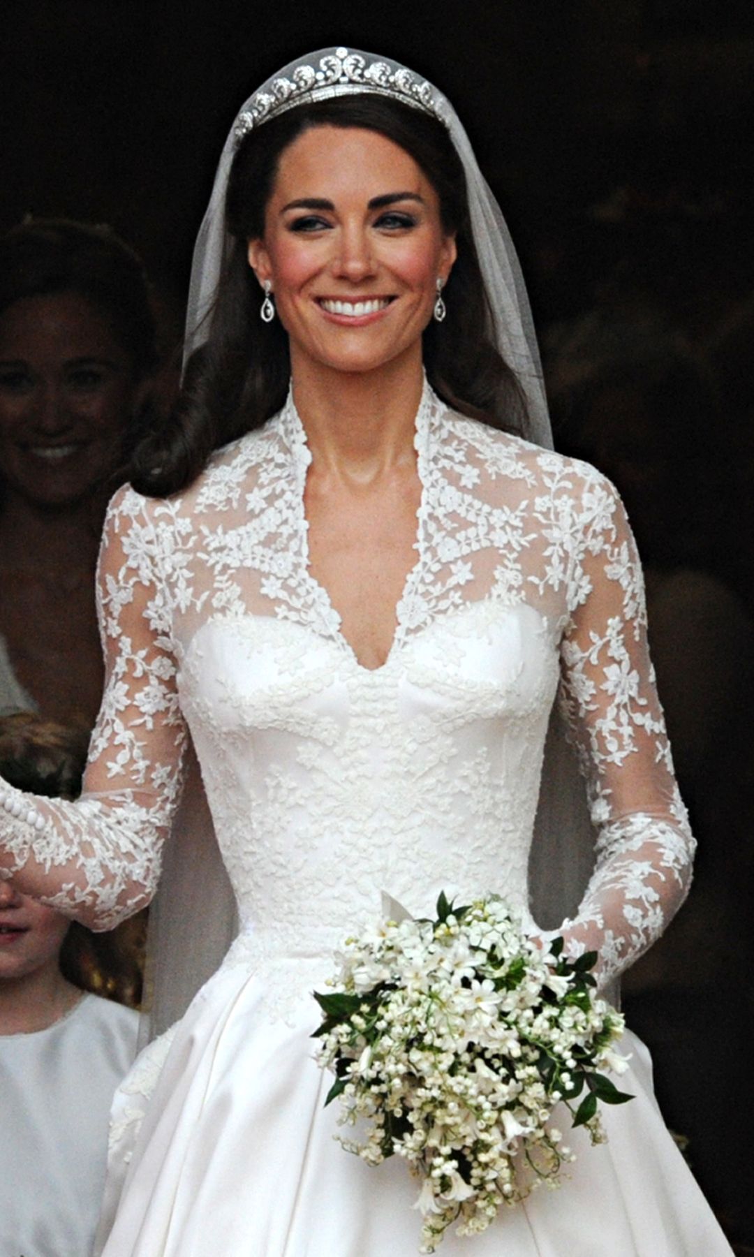 Kate Middleton comes out of Westminster Abbey, with her husband Prince William  following their wedding ceremony, in central London.