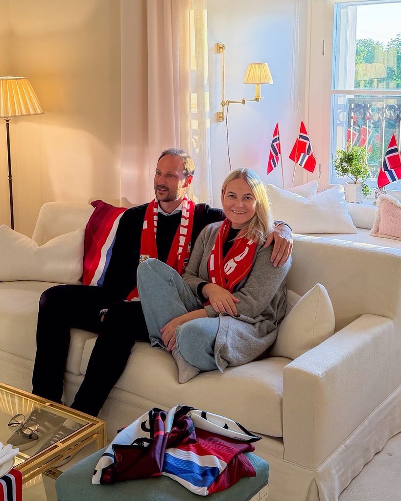 Crown Prince Haakon and Crown Princess Mette-Marit supporting the Norwegian national team at the 2026 World Cup