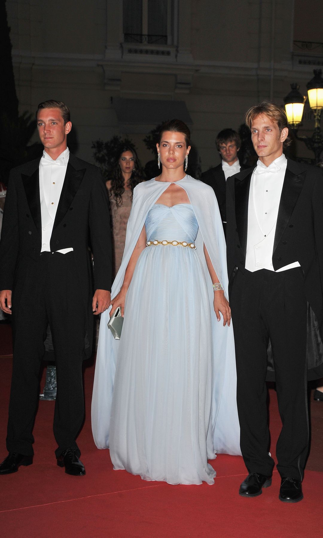  Pierre Casiraghi, Charlotte Casiraghi and Prince Andrea Casiraghi having dinner at Opera terraces after the religious wedding of Prince Albert II of Monaco and Princess Charlene 