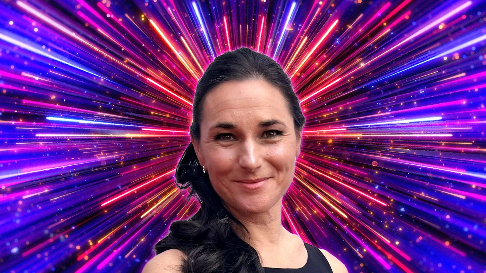 Sarah Storey surrounded by fireworks
