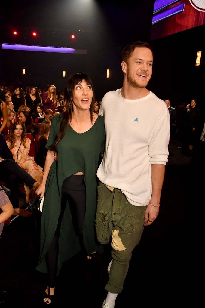 Aja Volkman and Dan Reynolds of Imagine Dragons during the 2017 American Music Awards at Microsoft Theater on November 19, 2017 in Los Angeles, California.