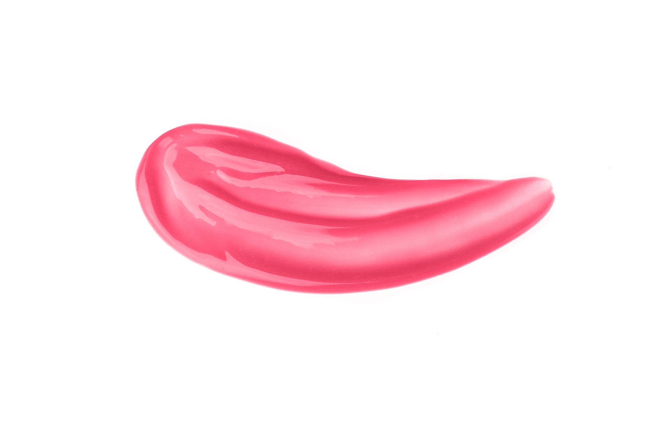 Textured trendy color magenta  cream gel cosmetic smudge on white background, lipstick or blush or eye shadow or nail polish smudge trendy color