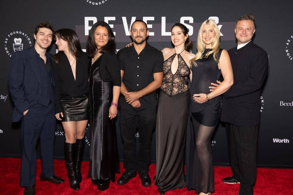 A guest, Zelda Williams, Marsha Gaeces Williams, Cody Williams, Maria Flores, Olivia Williams and Zak Williams arrive at Bring Change to Mind Revels And Revelations Celebration at Fort Mason Center for Arts & Culture on April 27, 2026 in San Francisco, California.