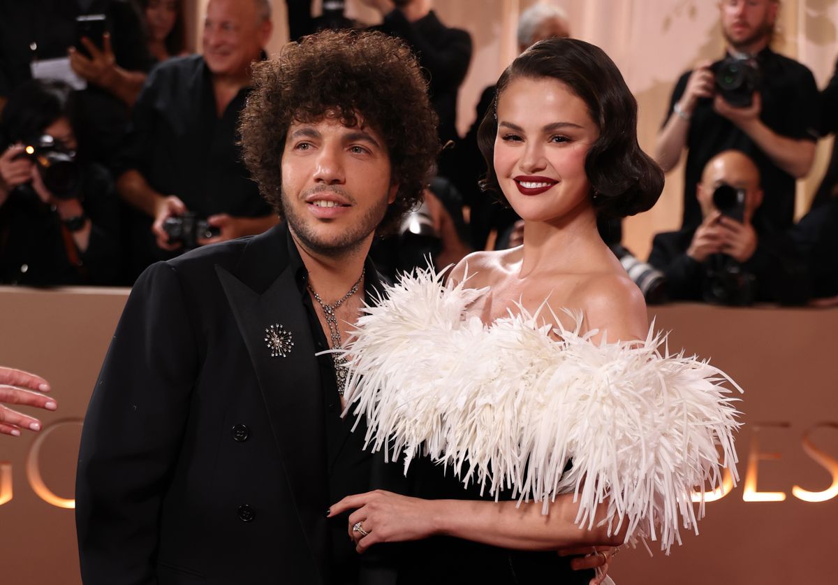 Benny Blanco and Selena Gomez attend the 83rd annual Golden Globe Awards at The Beverly Hilton on January 11, 2026 in Beverly Hills, California. (Photo by Kevin Mazur/Getty Images)