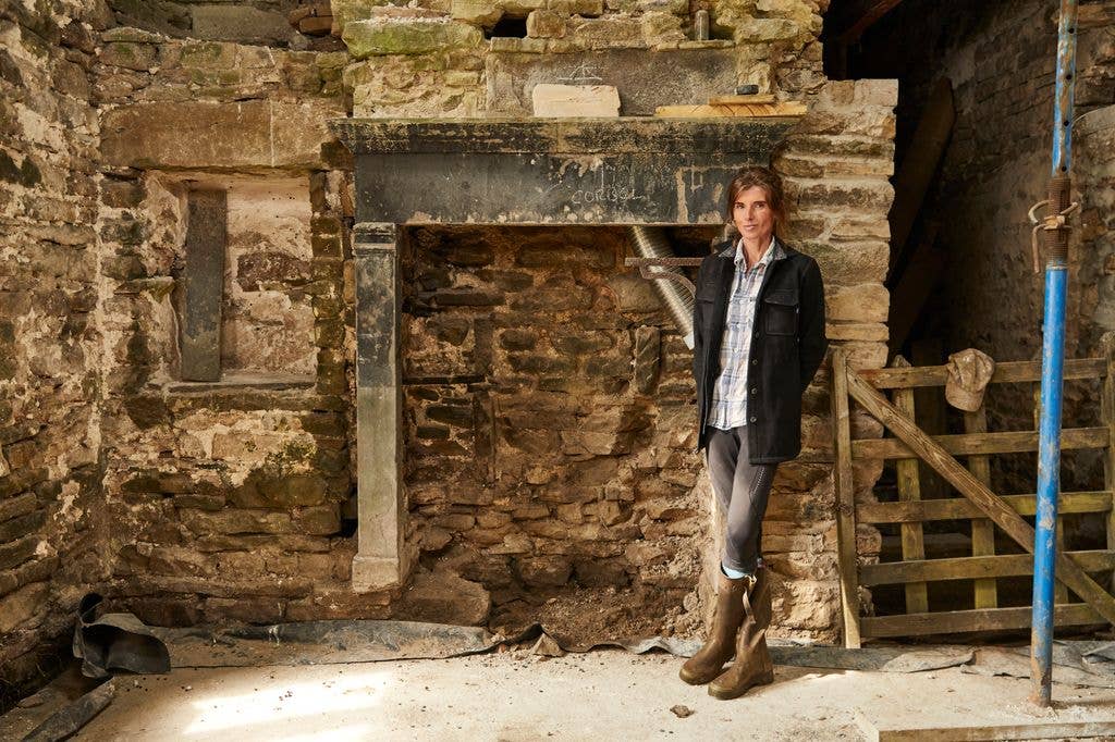 woman in abandoned building