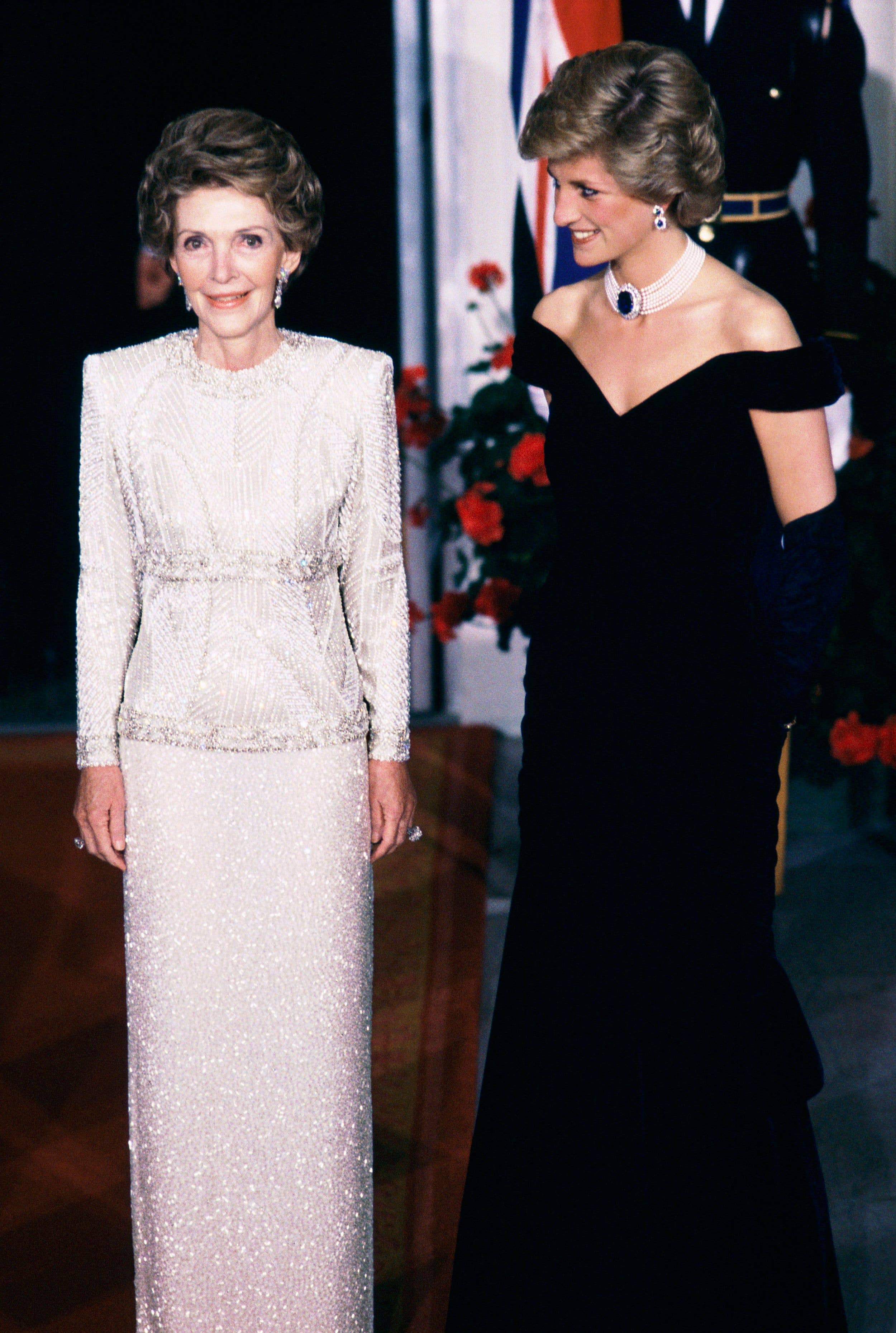 Diana, Princess Of Wales, with Nancy Reagan at the White House in 1985