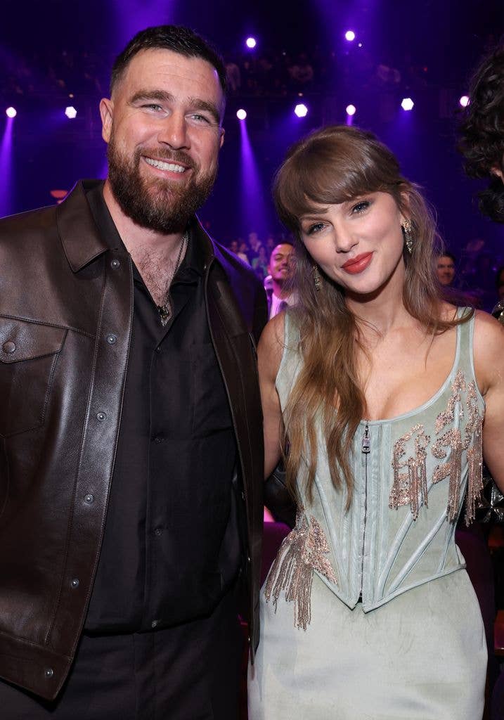 Travis Kelce and Taylor Swift attend the 2026 iHeartRadio Music Awards at Dolby Theatre on March 26, 2026 in Los Angeles, California.
