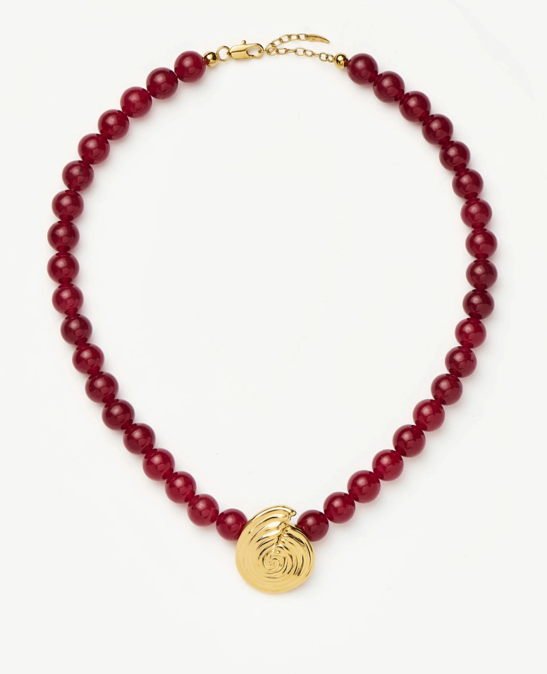 Spiral Gemstone Beaded Pendant Necklace