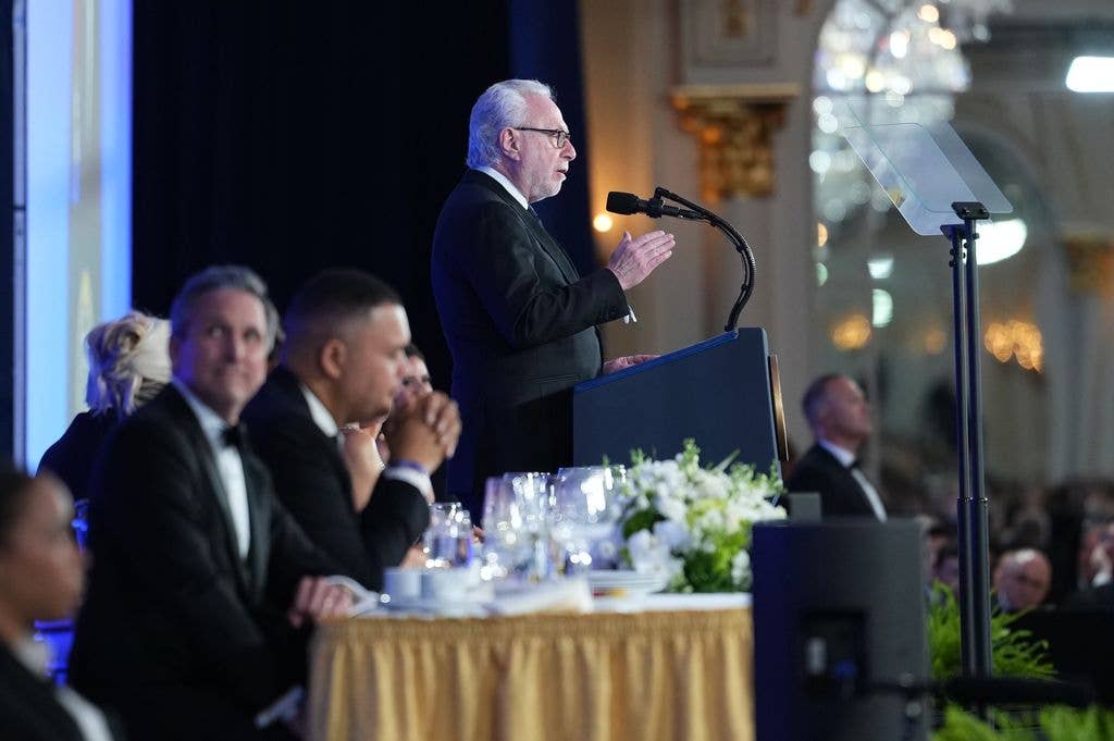 CNN reporter and host Wolf Blitzer speaks during the re-scheduled White House Correspondents Dinner in the Presidential Ballroom at the Waldorf Astoria on July 24, 2026 in Washington, DC.