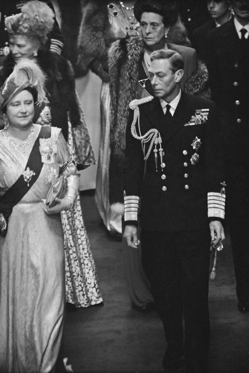 King George VI (1895 - 1952) and Queen Elizabeth the Queen Mother (1900 - 2002) at Westminster Abbey, London, at the wedding of Princess Elizabeth (later Queen Elizabeth II) and Prince Philip, 20th November 1947.