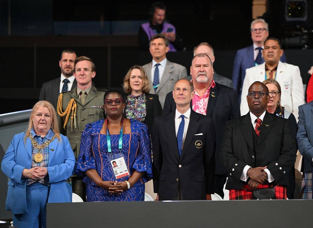 Prince Edward in the Royal Box during the Commonwealth Games opening ceremony