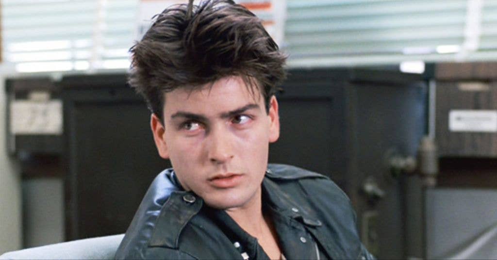 Charlie Sheen as Boy in Police Station in 'Ferris Bueller's Day Off'. Initial theatrical release June 11, 1986