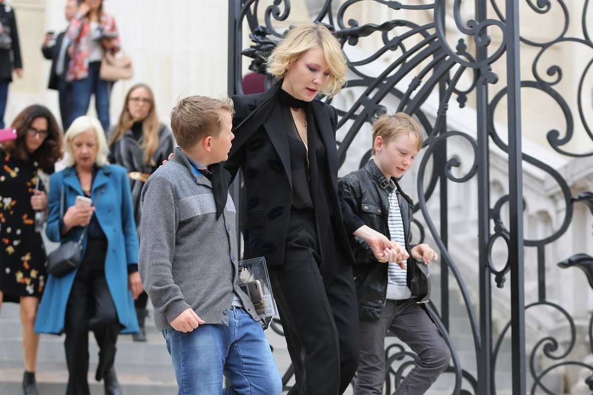 Cate Blanchett has taken her kids to the designer's show in the past. Here she attended the Givenchy show in 2018 with 2 of her children.