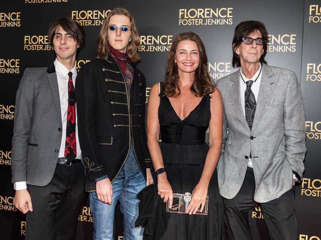 Jonathan Raven Ocasek, Oliver Orion Ocasek, Paulina Porizkova and Ric Ocasek attend the 'Florence Foster Jenkins' New York premiere at AMC Loews Lincoln Square 13 theater on August 9, 2016 in New York City.