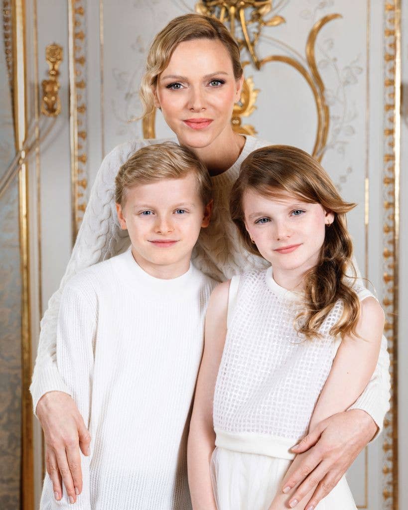 Princess Charlene of Monaco with her children Prince Jacques and Princess Gabriella